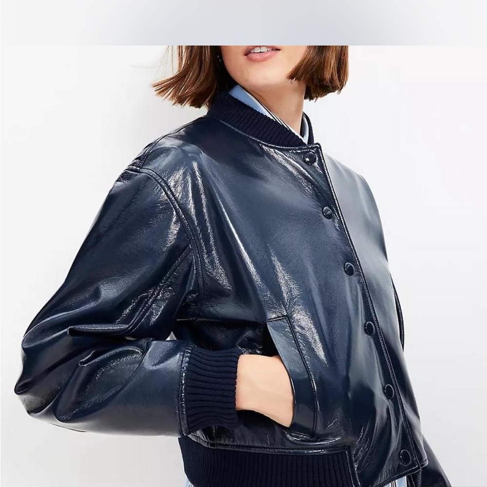 LOFT Navy patent Jacket bimber